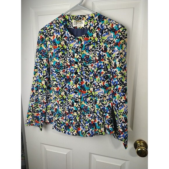 Showa Dress VTG Woman 9 Blazer Button Front Colorful Long Sleeve Professional - Picture 2 of 12